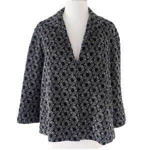 Lafayette 148 NY Black White Blazer Jacket Women Size 4 Relaxed Work Career